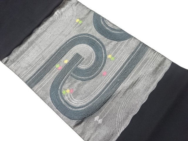 抽象模様織出し開き名古屋帯（額縁仕立て）